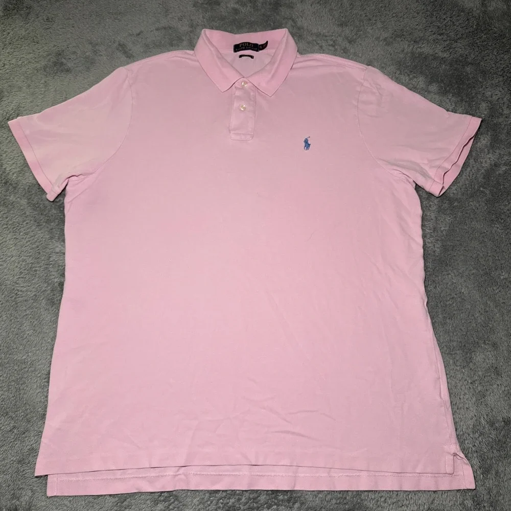 Polo Ralph Lauren Men's XL Light Pink Classic Fit Short Sleeve Shirt Blue Pony